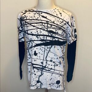 PRPS Black and White Splatter Long Sleeve T-Shirt in 100% Cotton (sz XL)